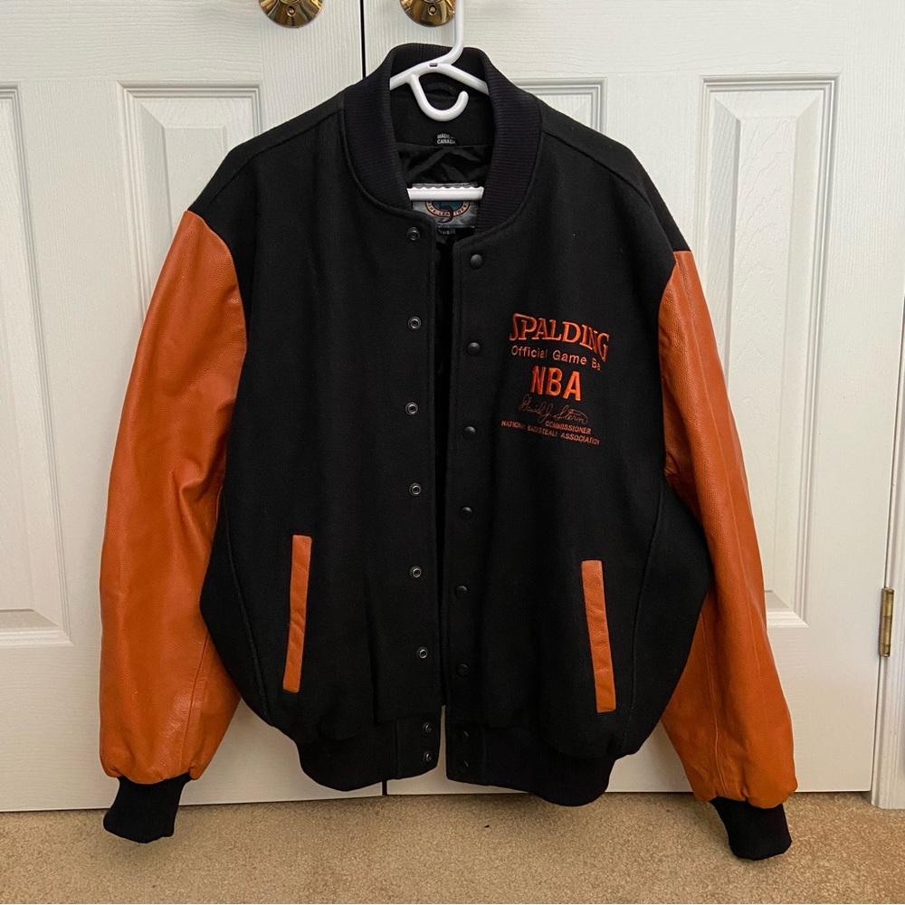 90’s Vintage Spalding Basketball NBA Leather and Wool Varsity Jacket